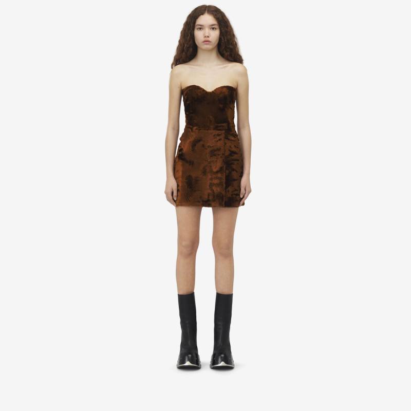 Alexander McQueen Women's Brown Faux Fur Mini Dress - 6 (Viscose & Cotton)